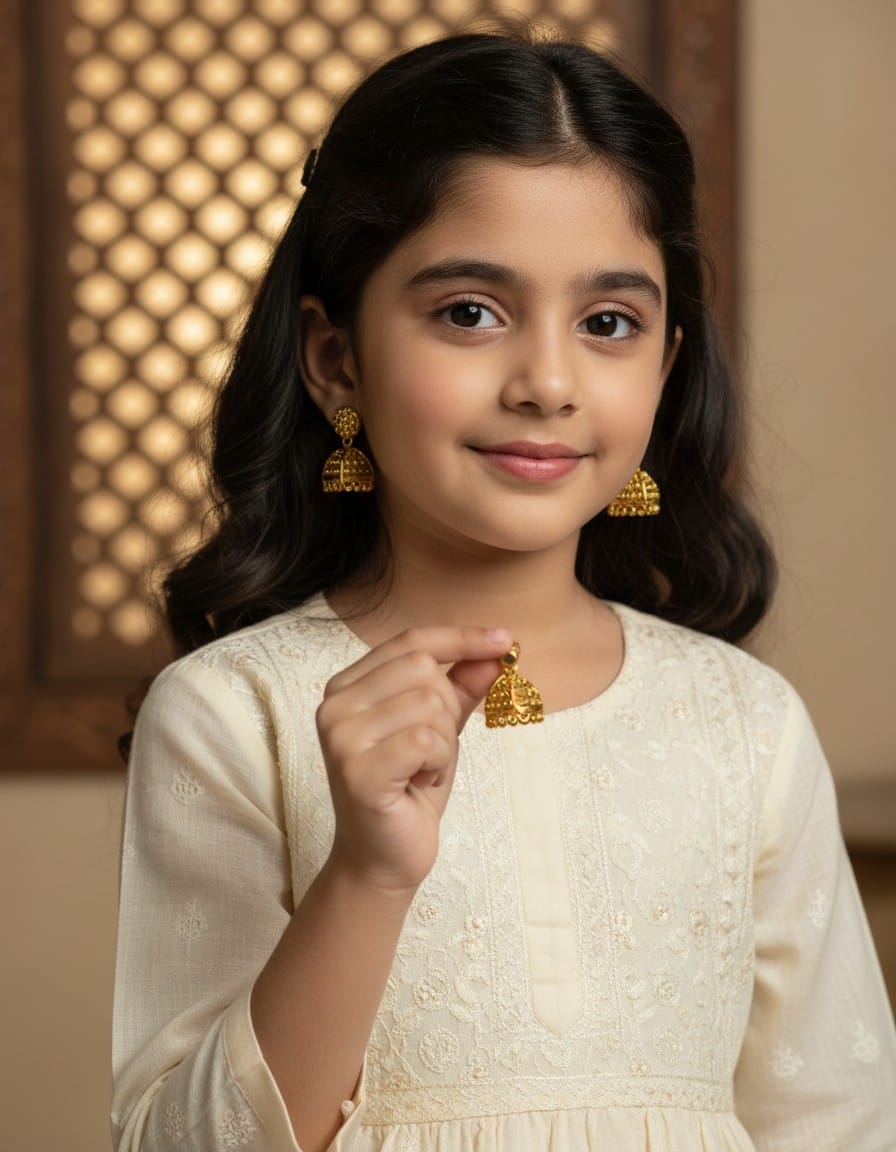 Golden jhumka for Girls
