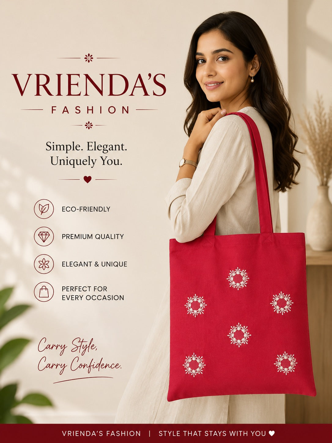 Star Flower Red Bag
