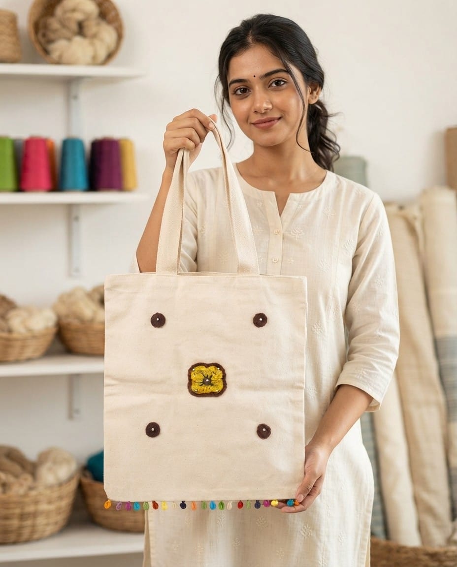 Crochet tinkled tote bag