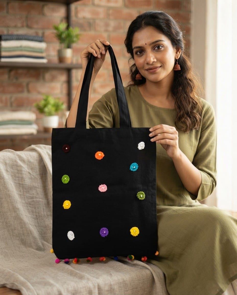 Crochet tinkled tote bag